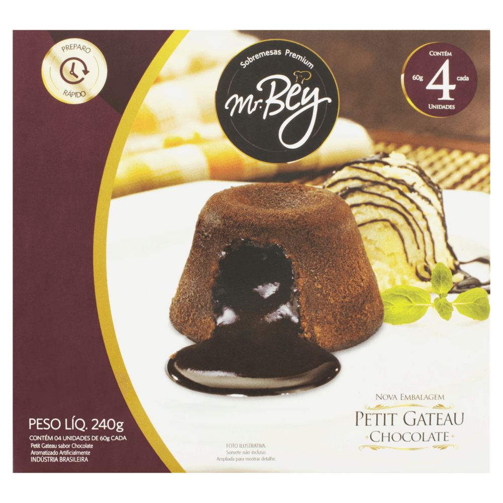 Petit Gateau Congelado Chocolate Mr Bey Caixa 240g 4 Unidades Trimais