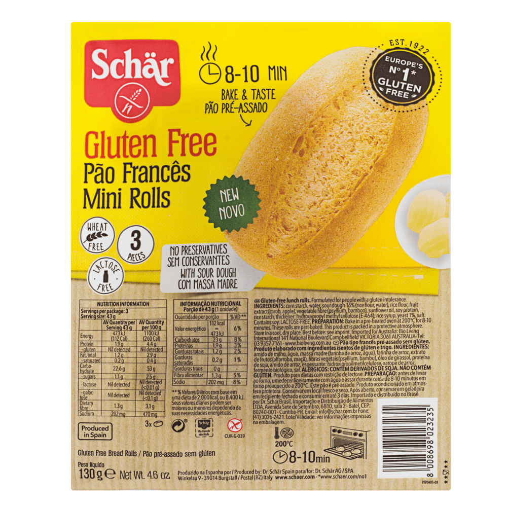 Pao Frances Schar Sem Gluten Lactose 130 G Trimais