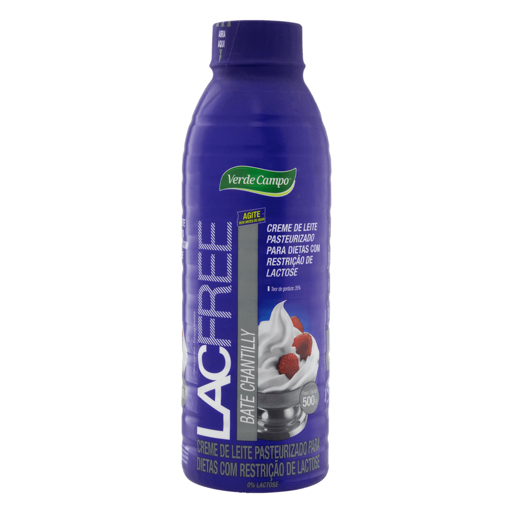 Creme De Leite Pasteurizado Zero Lactose Verde Campo Lacfree Garrafa 500g Trimais